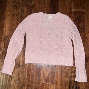 Juniors' Crewneck Pointelle-knit Sweater In Mauve Mousse